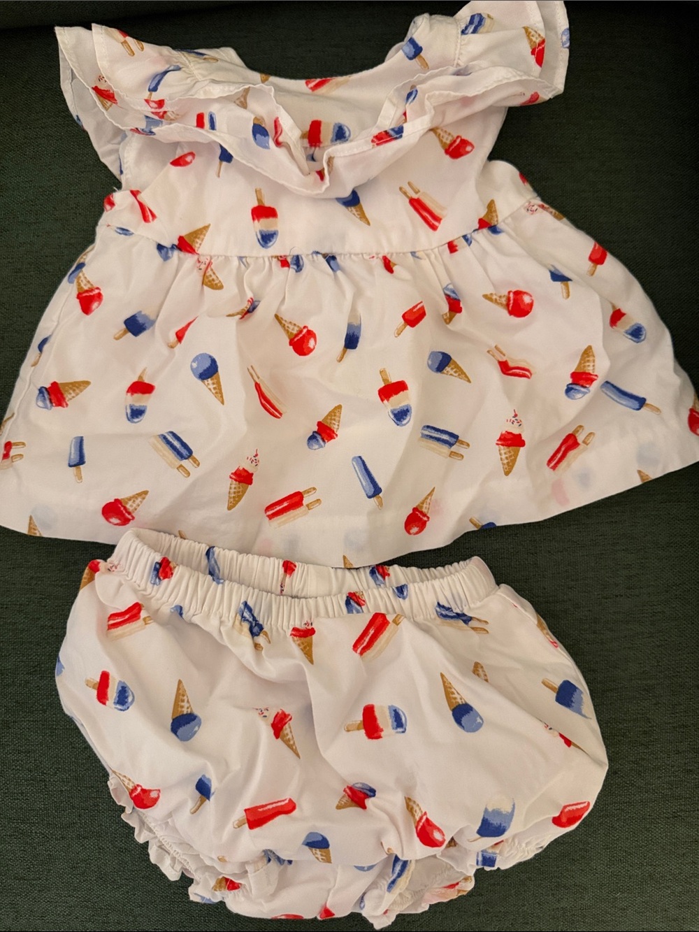 Janie and Jack | Baby Two-Piece Ice Cream Print Set in White, Red & Blue